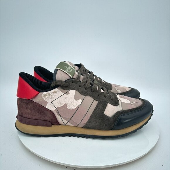 Valentino Garavani Rockrunner Men EU 43 US 10 Camouflage Leather Suede Shoe - Picture 4 of 13